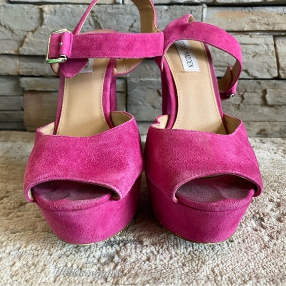 Steve Madden Vintage Y2K Jillyy Platform Heels Fuchsia Pink Suede Leather: 9M - Picture 4 of 12
